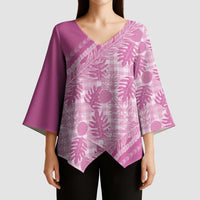 Hawaii Breadfruit Palaka Kimono Sleeve Blouse Omaomao Ulaula Maile Lei - Polynesian Pride