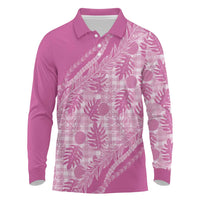 Hawaii Breadfruit Palaka Long Sleeve Polo Shirt Omaomao Ulaula Maile Lei - Polynesian Pride
