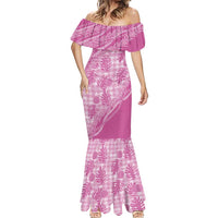 Hawaii Breadfruit Palaka Mermaid Dress Omaomao Ulaula Maile Lei - Polynesian Pride