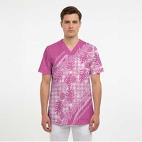 Hawaii Breadfruit Palaka Scrub Top Omaomao Ulaula Maile Lei - Polynesian Pride