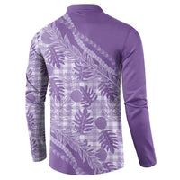 Hawaii Breadfruit Palaka Button Sweatshirt Poni Maile Lei - Polynesian Pride