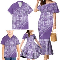 Hawaii Breadfruit Palaka Family Matching Mermaid Dress and Hawaiian Shirt Poni Maile Lei LT9 - Polynesian Pride