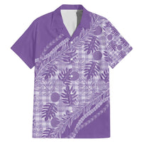 Hawaii Breadfruit Palaka Family Matching Mermaid Dress and Hawaiian Shirt Poni Maile Lei LT9 Dad's Shirt - Short Sleeve Purple - Polynesian Pride