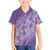 Hawaii Breadfruit Palaka Family Matching Off The Shoulder Long Sleeve Dress and Hawaiian Shirt Poni Maile Lei - Polynesian Pride