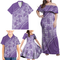 Hawaii Breadfruit Palaka Family Matching Off Shoulder Maxi Dress and Hawaiian Shirt Poni Maile Lei LT9 - Polynesian Pride