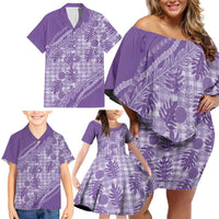Hawaii Breadfruit Palaka Family Matching Off Shoulder Short Dress and Hawaiian Shirt Poni Maile Lei LT9 - Polynesian Pride