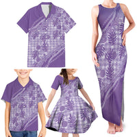 Hawaii Breadfruit Palaka Family Matching Tank Maxi Dress and Hawaiian Shirt Poni Maile Lei - Polynesian Pride