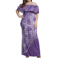 Hawaii Breadfruit Palaka Off Shoulder Maxi Dress Poni Maile Lei - Polynesian Pride
