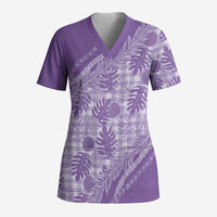 Hawaii Breadfruit Palaka Scrub Top Poni Maile Lei - Polynesian Pride