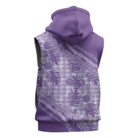 Hawaii Breadfruit Palaka Sleeveless Zip Hoodie Poni Maile Lei - Polynesian Pride