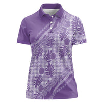 Hawaii Breadfruit Palaka Women Polo Shirt Poni Maile Lei LT9 Female Purple - Polynesian Pride