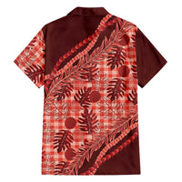 Hawaii Breadfruit Palaka Family Matching Off Shoulder Maxi Dress and Hawaiian Shirt Ulaula Maile Lei LT9 - Polynesian Pride