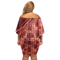 Hawaii Breadfruit Palaka Family Matching Off Shoulder Short Dress and Hawaiian Shirt Ulaula Maile Lei LT9 - Polynesian Pride