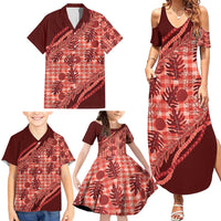 Hawaii Breadfruit Palaka Family Matching Summer Maxi Dress and Hawaiian Shirt Ulaula Maile Lei - Polynesian Pride