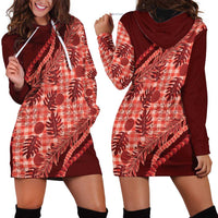 Hawaii Breadfruit Palaka Hoodie Dress Ulaula Maile Lei - Polynesian Pride