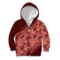 Hawaii Breadfruit Palaka Kid Hoodie Ulaula Maile Lei - Polynesian Pride