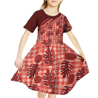 Hawaii Breadfruit Palaka Kid Short Sleeve Dress Ulaula Maile Lei - Polynesian Pride