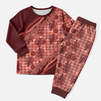 Hawaii Breadfruit Palaka Christmas Pajama Set Ulaula Maile Lei - Polynesian Pride