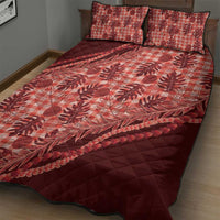 Hawaii Breadfruit Palaka Quilt Bed Set Ulaula Maile Lei - Polynesian Pride