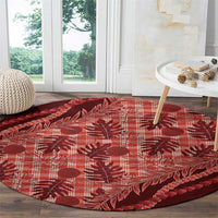 Hawaii Breadfruit Palaka Round Carpet Ulaula Maile Lei - Polynesian Pride