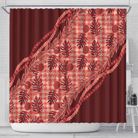 Hawaii Breadfruit Palaka Shower Curtain Ulaula Maile Lei - Polynesian Pride