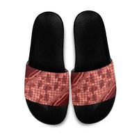 Hawaii Breadfruit Palaka Slide Sandals Ulaula Maile Lei - Polynesian Pride