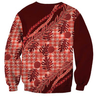 Hawaii Breadfruit Palaka Sweatshirt Ulaula Maile Lei - Polynesian Pride
