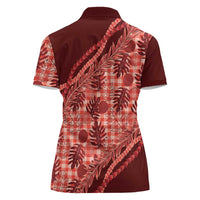 Hawaii Breadfruit Palaka Women Polo Shirt Ulaula Maile Lei LT9 - Polynesian Pride