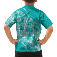 Hawaii Breadfruit Palaka Family Matching Off The Shoulder Long Sleeve Dress and Hawaiian Shirt Polu Opal Maile Lei - Polynesian Pride