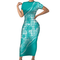 Hawaii Breadfruit Palaka Family Matching Short Sleeve Bodycon Dress and Hawaiian Shirt Polu Opal Maile Lei - Polynesian Pride