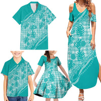 Hawaii Breadfruit Palaka Family Matching Summer Maxi Dress and Hawaiian Shirt Polu Opal Maile Lei LT9 - Polynesian Pride