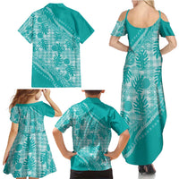Hawaii Breadfruit Palaka Family Matching Summer Maxi Dress and Hawaiian Shirt Polu Opal Maile Lei LT9 - Polynesian Pride