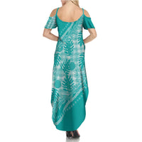 Hawaii Breadfruit Palaka Family Matching Summer Maxi Dress and Hawaiian Shirt Polu Opal Maile Lei LT9 - Polynesian Pride