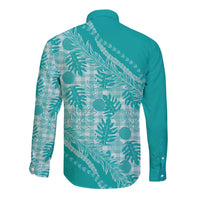 Hawaii Breadfruit Palaka Long Sleeve Button Shirt Polu Opal Maile Lei - Polynesian Pride