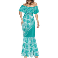 Hawaii Breadfruit Palaka Mermaid Dress Polu Opal Maile Lei - Polynesian Pride