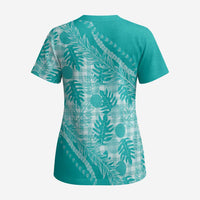 Hawaii Breadfruit Palaka Scrub Top Polu Opal Maile Lei - Polynesian Pride