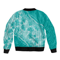 Hawaii Breadfruit Palaka Sleeve Zip Bomber Jacket Polu Opal Maile Lei - Polynesian Pride