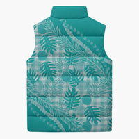 Hawaii Breadfruit Palaka Sleeveless Puffer Jacket Polu Opal Maile Lei - Polynesian Pride