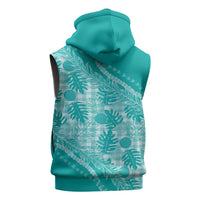 Hawaii Breadfruit Palaka Sleeveless Zip Hoodie Polu Opal Maile Lei - Polynesian Pride