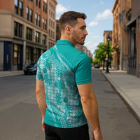 Hawaii Breadfruit Palaka Zipper Polo Shirt Polu Opal Maile Lei - Polynesian Pride