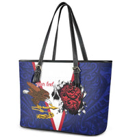 American Samoa Heart Tribal Personalized Leather Tote Bag Polynesian Patterns