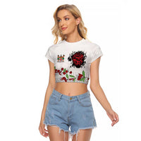 Fiji Heart Tribal Personalised Raglan Cropped T Shirt Polynesian Patterns LT9 Female White - Polynesian Pride