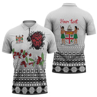 Fiji Heart Tribal Personalised Zipper Polo Shirt Polynesian Patterns