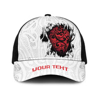 New Zealand Maori Heart Tribal Personalised Baseball Net Cap Polynesian Patterns