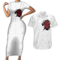 New Zealand Maori Heart Tribal Personalised Couples Matching Short Sleeve Bodycon Dress and Hawaiian Shirt Polynesian Patterns