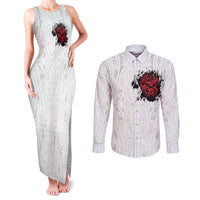 New Zealand Maori Heart Tribal Personalised Couples Matching Tank Maxi Dress and Long Sleeve Button Shirt Polynesian Patterns LT9 White - Polynesian Pride