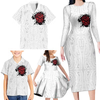 New Zealand Maori Heart Tribal Personalised Family Matching Long Sleeve Bodycon Dress and Hawaiian Shirt Polynesian Patterns LT9 - Polynesian Pride