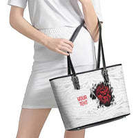 New Zealand Maori Heart Tribal Personalised Leather Tote Bag Polynesian Patterns