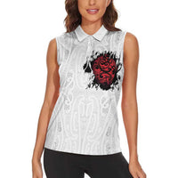 New Zealand Maori Heart Tribal Personalised Women Sleeveless Polo Shirt Polynesian Patterns
