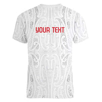 New Zealand Maori Heart Tribal Personalised Women V-Neck T-Shirt Polynesian Patterns LT9 - Polynesian Pride